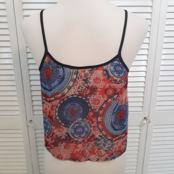 Sans Souci flowy crop top blouse small *C - Picture 6 of 8